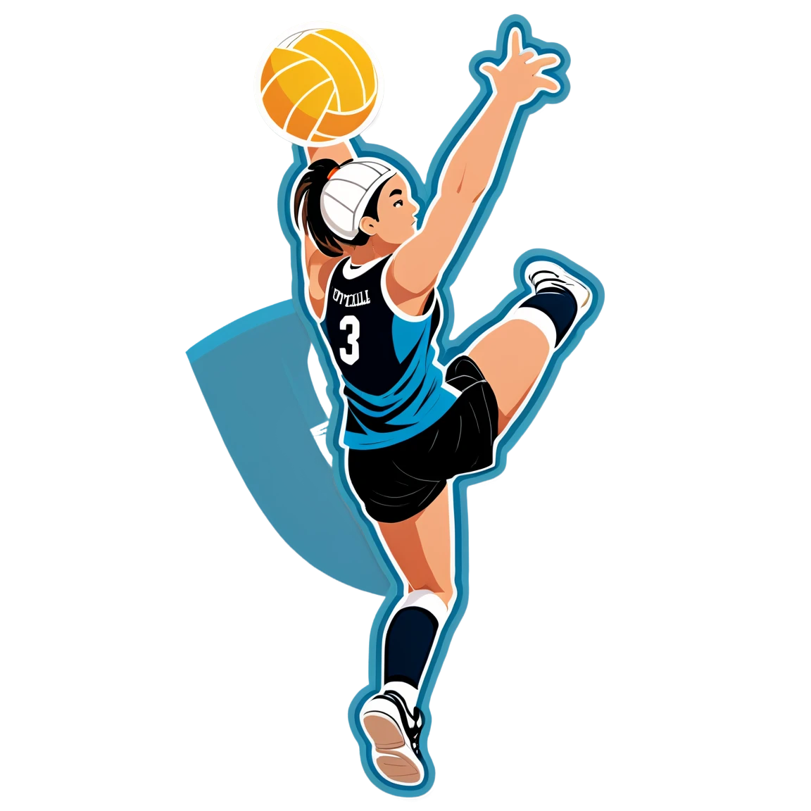 Volleyball jumping high, volleyball sticker