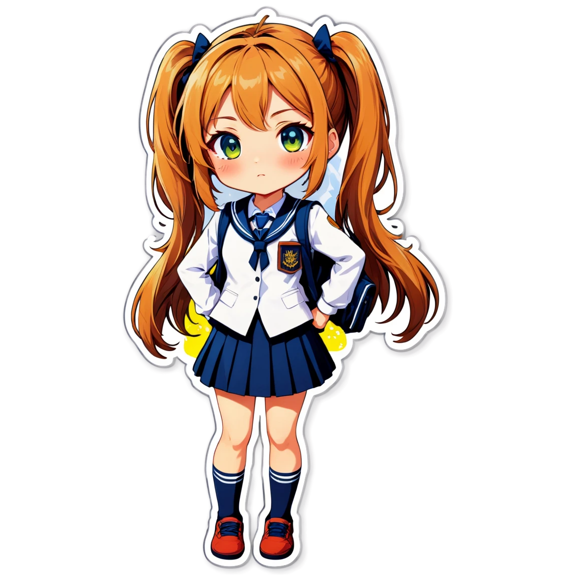 Waifu with school uniform, anime sticker, waifu sticker