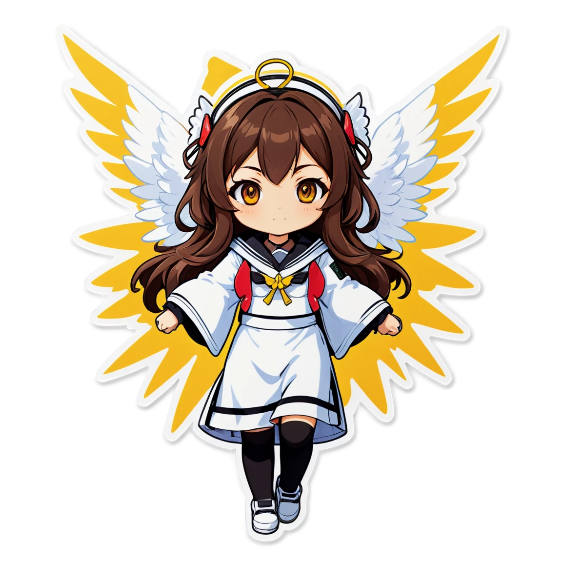 Waifu with wings, anime sticker, waifu sticker