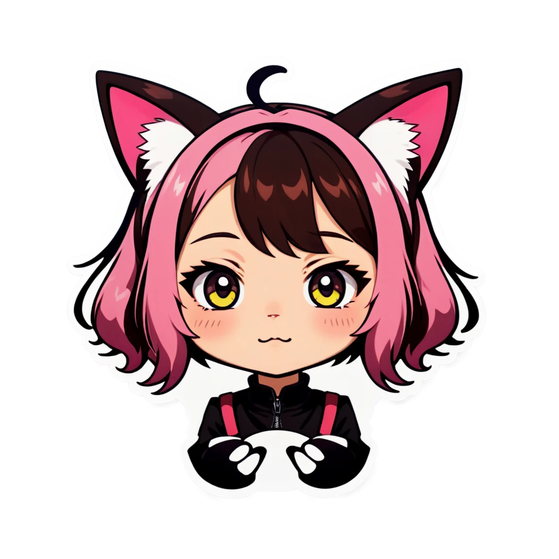 Waifu with cat ears, anime sticker, waifu sticker