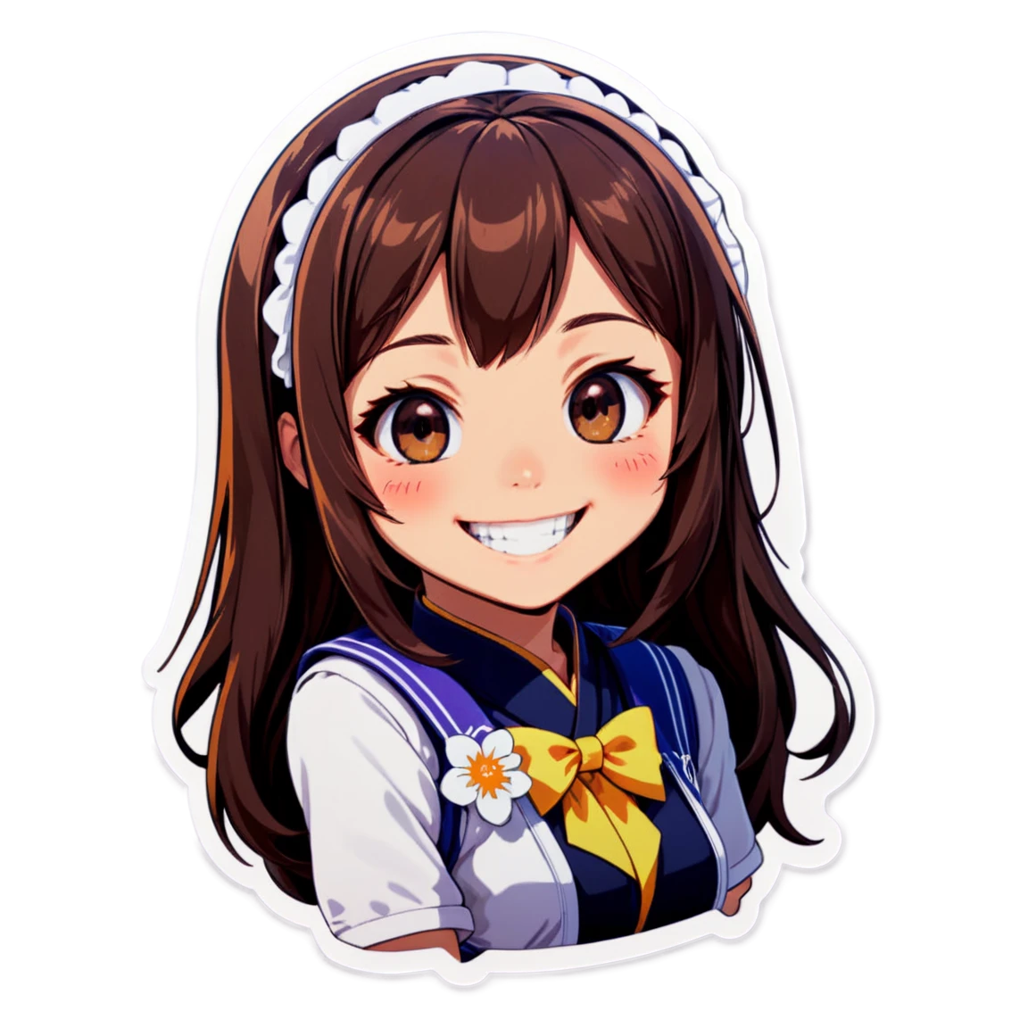 Waifu smiling, anime sticker, waifu sticker