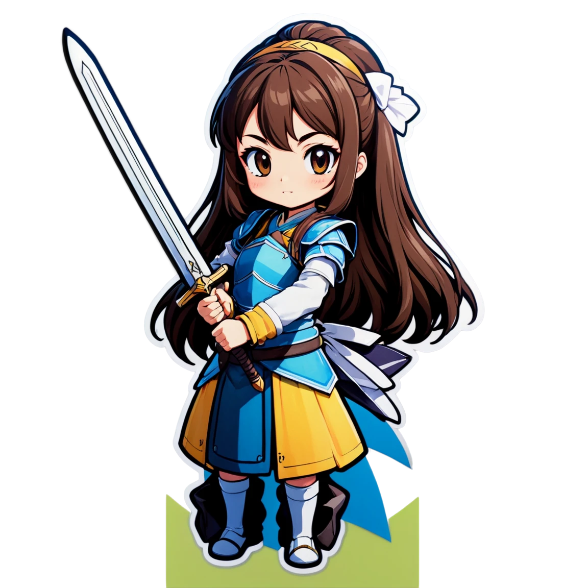 Waifu holding a sword, anime sticker, waifu sticker