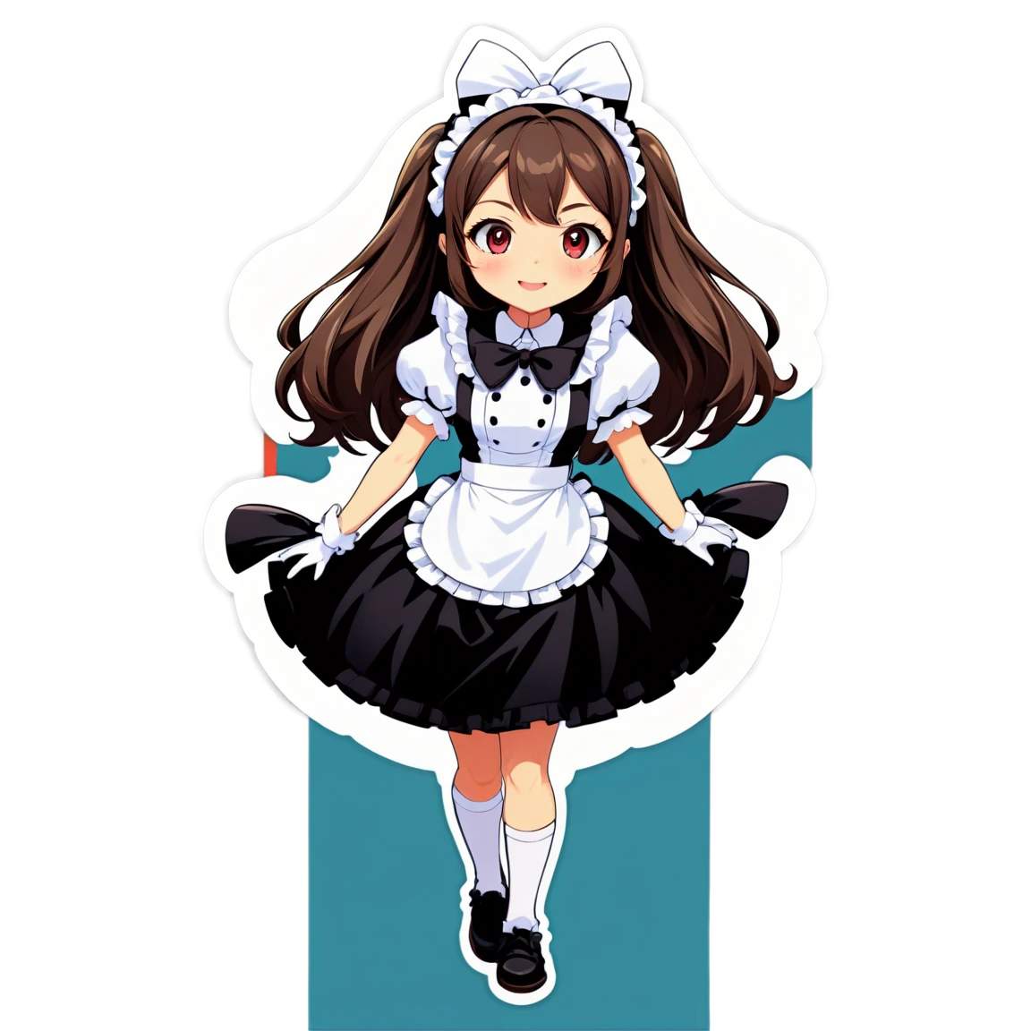 Waifu in maid outfit, anime sticker, waifu sticker