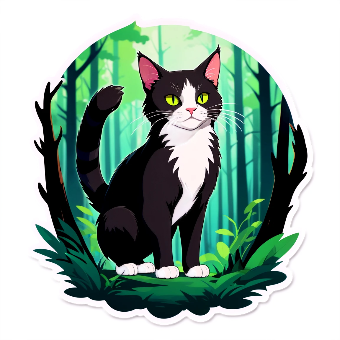 Nature hero cat, tough cat sticker, warrior cat sticker