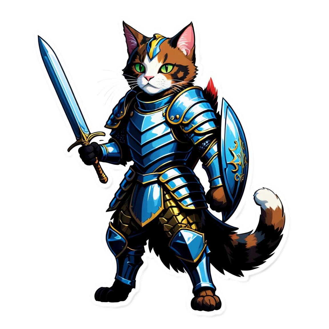 Full armor cat, tough cat sticker, warrior cat sticker