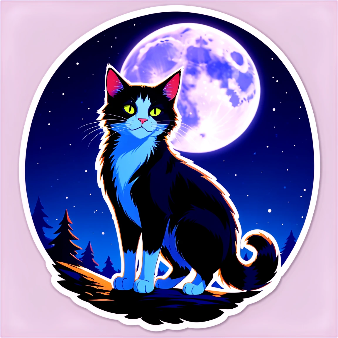 Night cat, tough cat sticker, warrior cat sticker