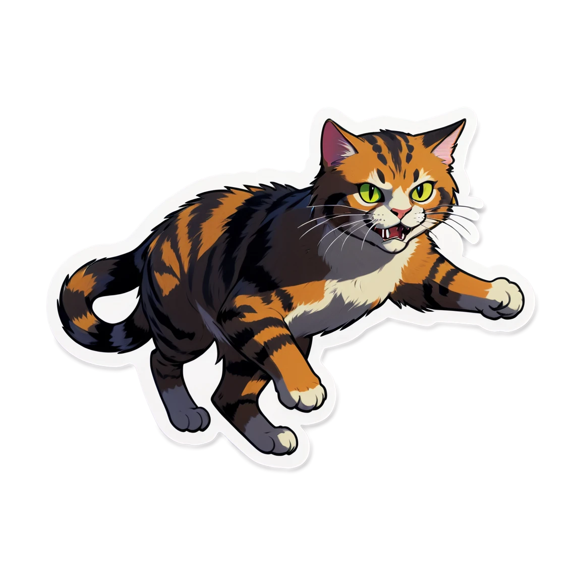 Cat fighting, tough cat sticker, warrior cat sticker