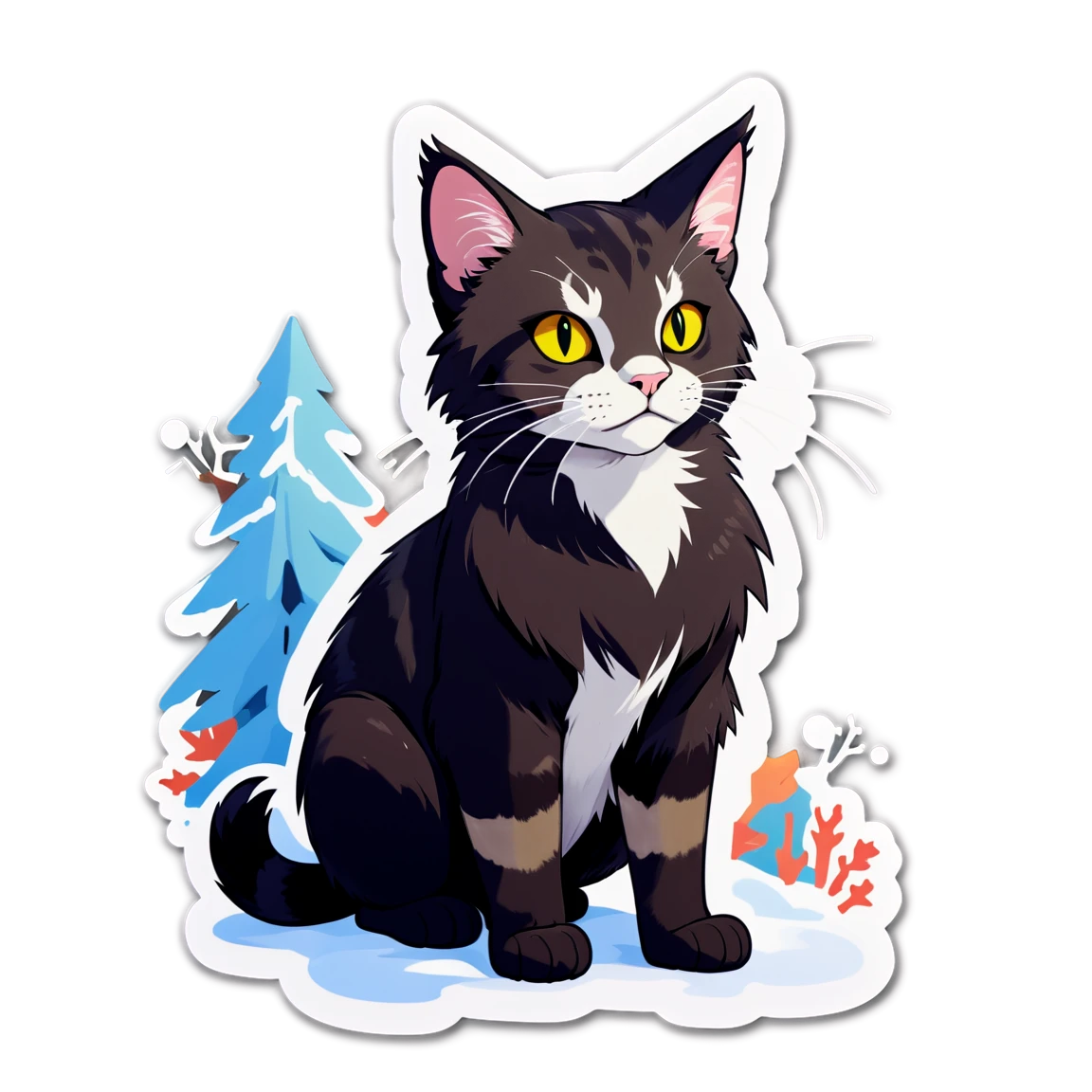 Black cat, tough cat sticker, warrior cat sticker