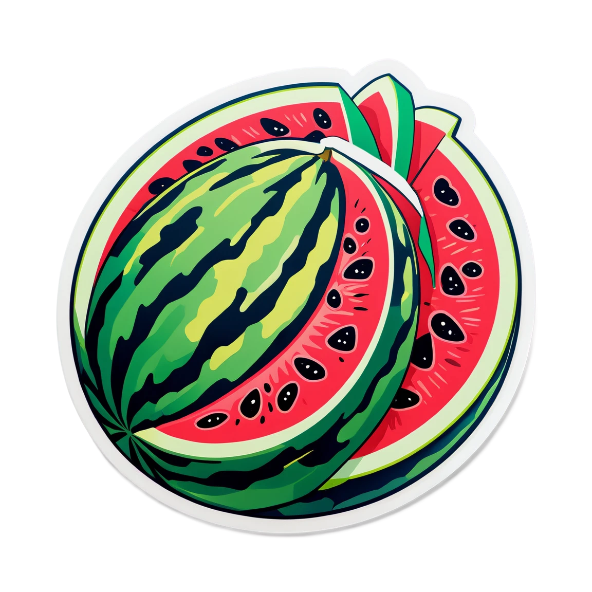 Whole watermelon, watermelon sticker