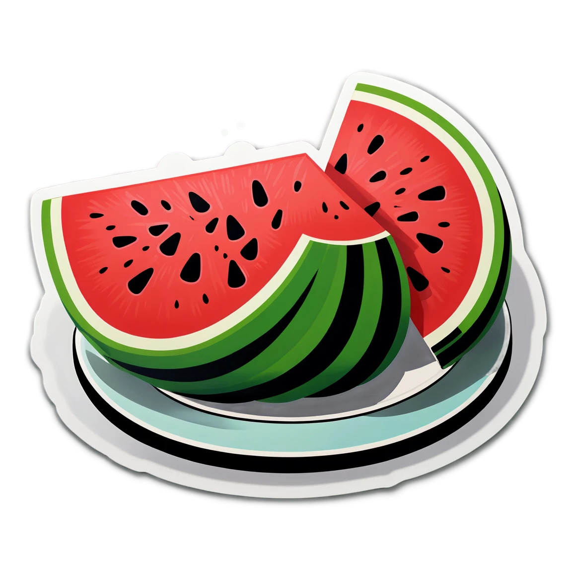 Watermelon on a plate, watermelon sticker