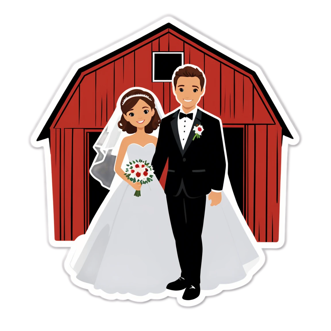 Wedding by the countryside, groom and bride sticker, wedding sticker