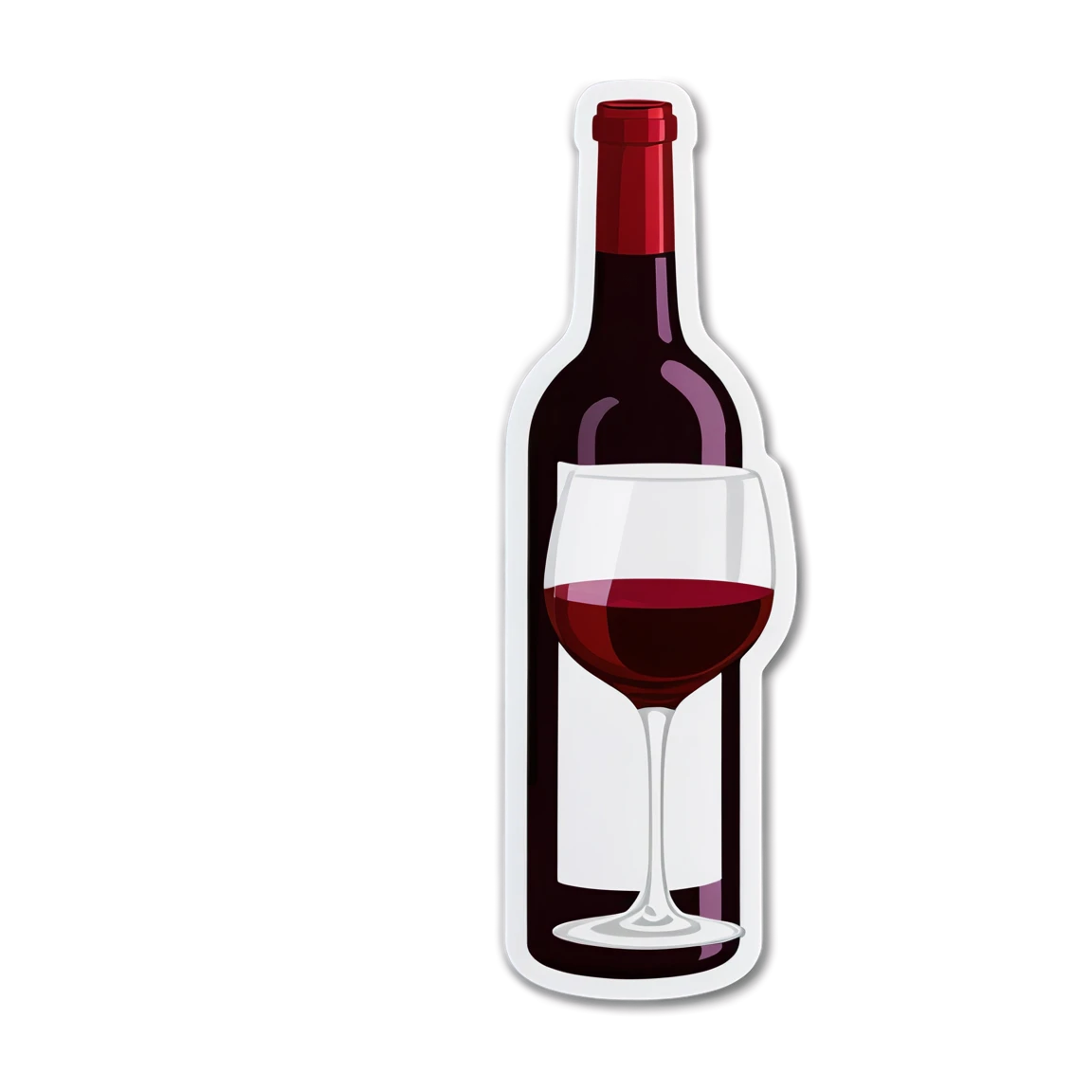 Decanted wine on table, wine sticker