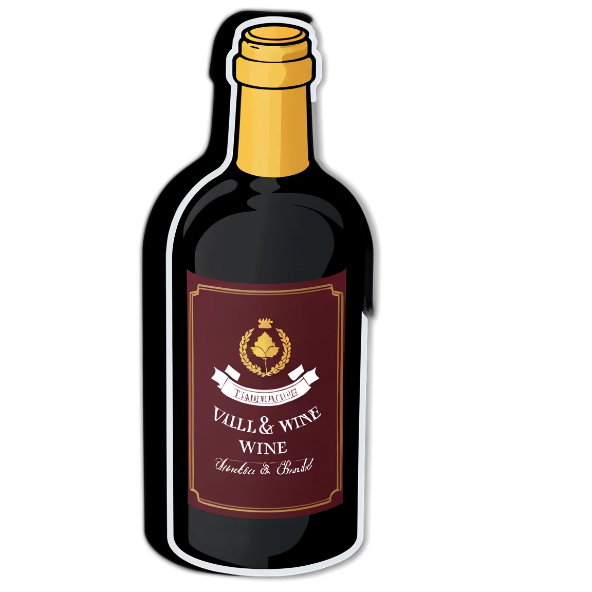 Wine bottle with label, wine sticker