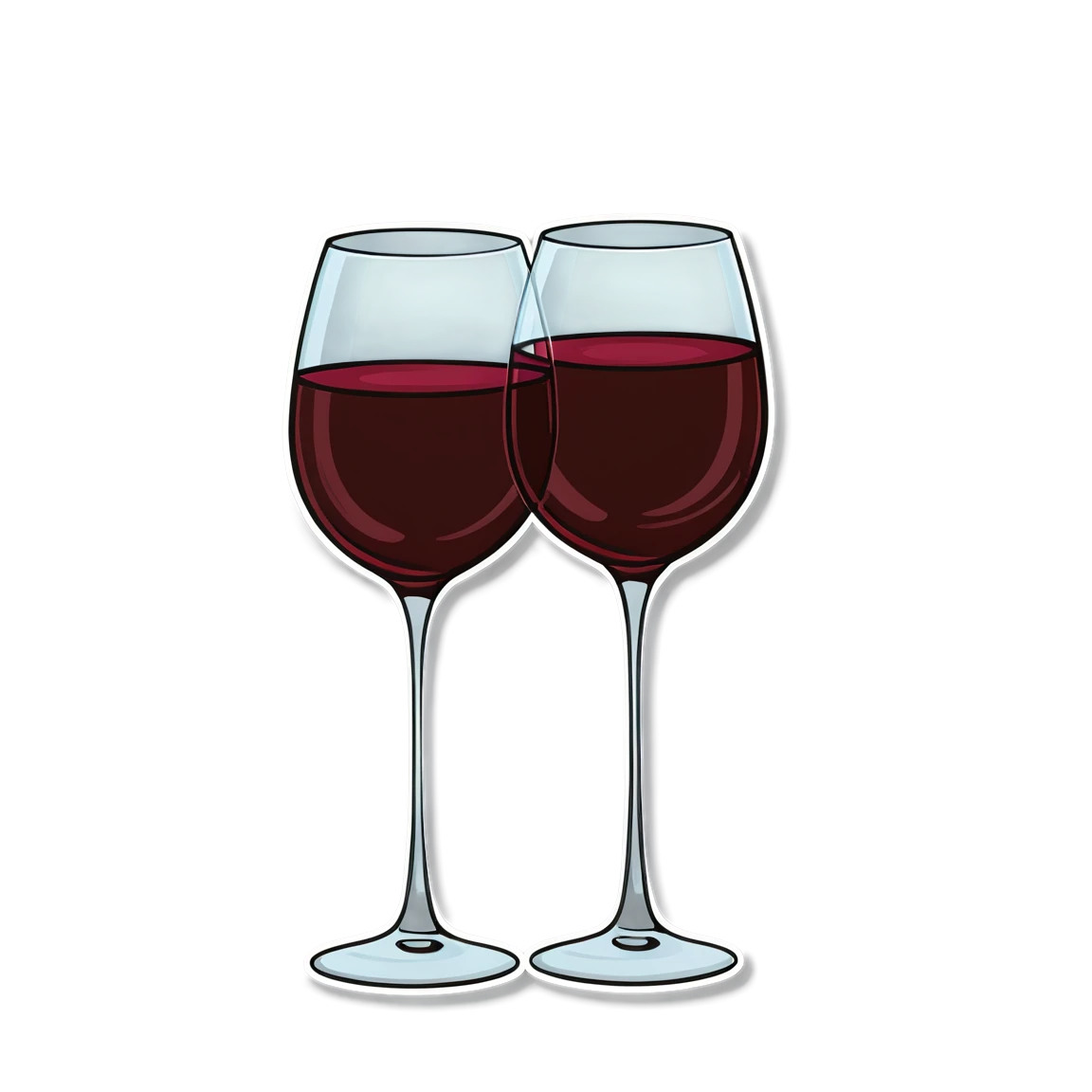 Two wine glasses clinking, wine sticker