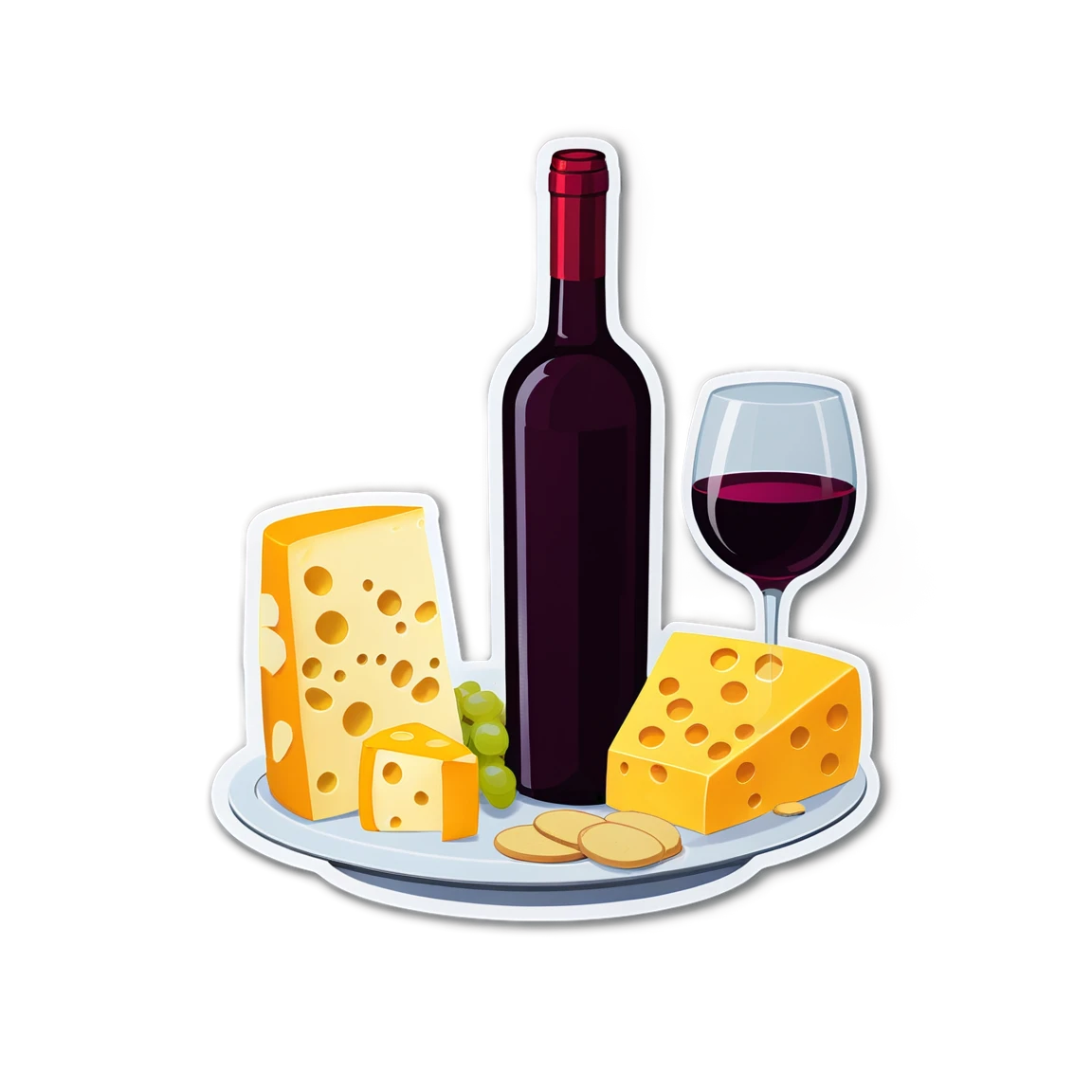 Wine and cheese platter, wine sticker