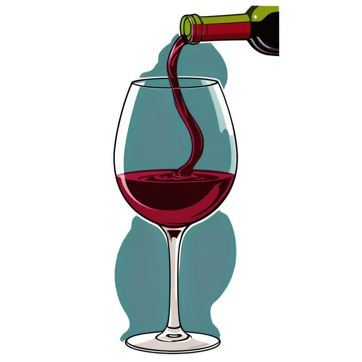 Pouring wine into a glass, wine sticker