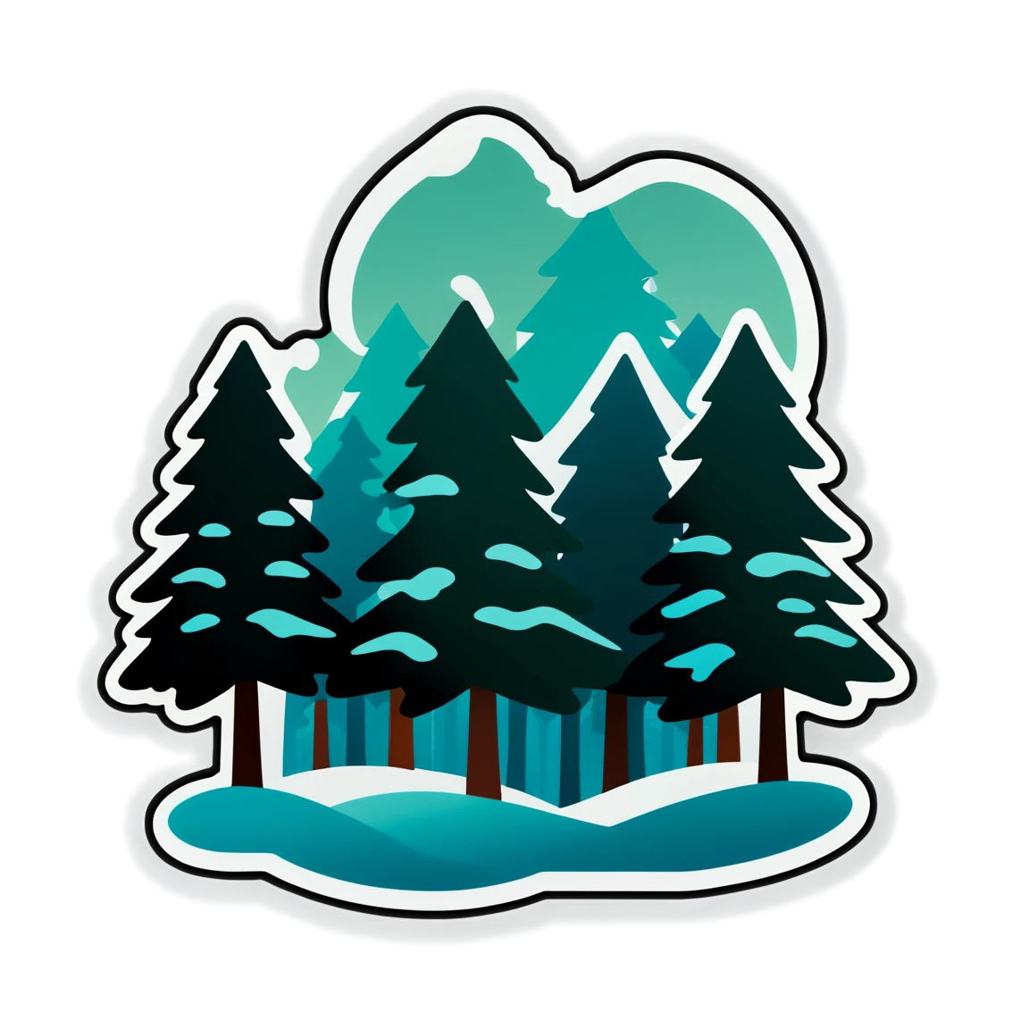 Winter sticker in a forest