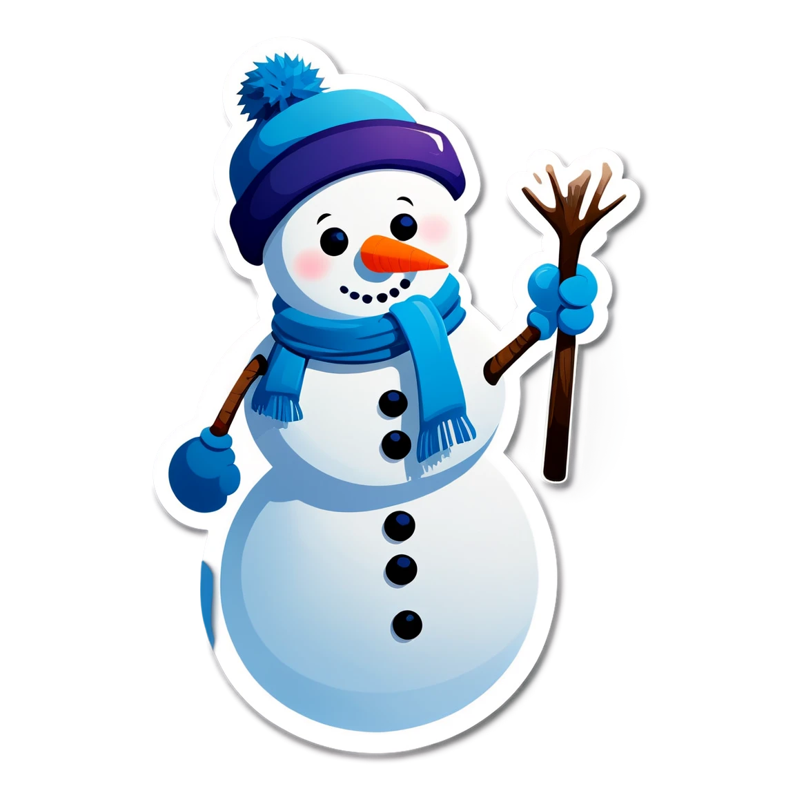 Winter sticker with a snowman