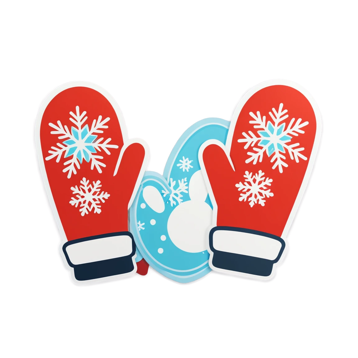 Winter sticker with mittens