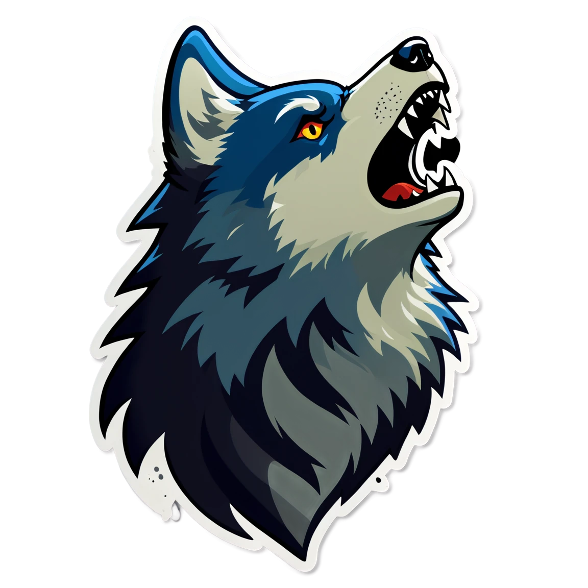 Wolf howling, wolf sticker