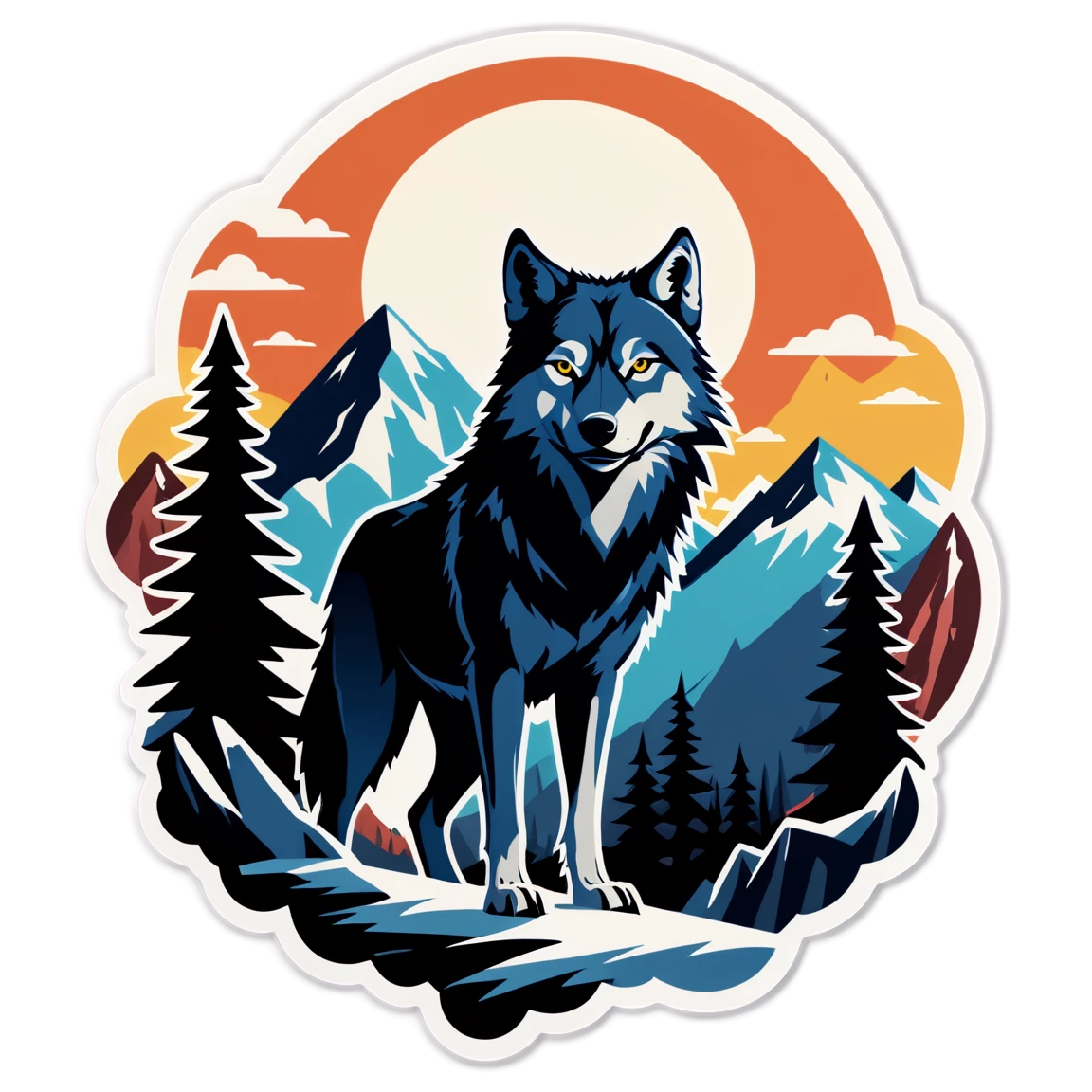 Wolf in the mountains, wolf sticker