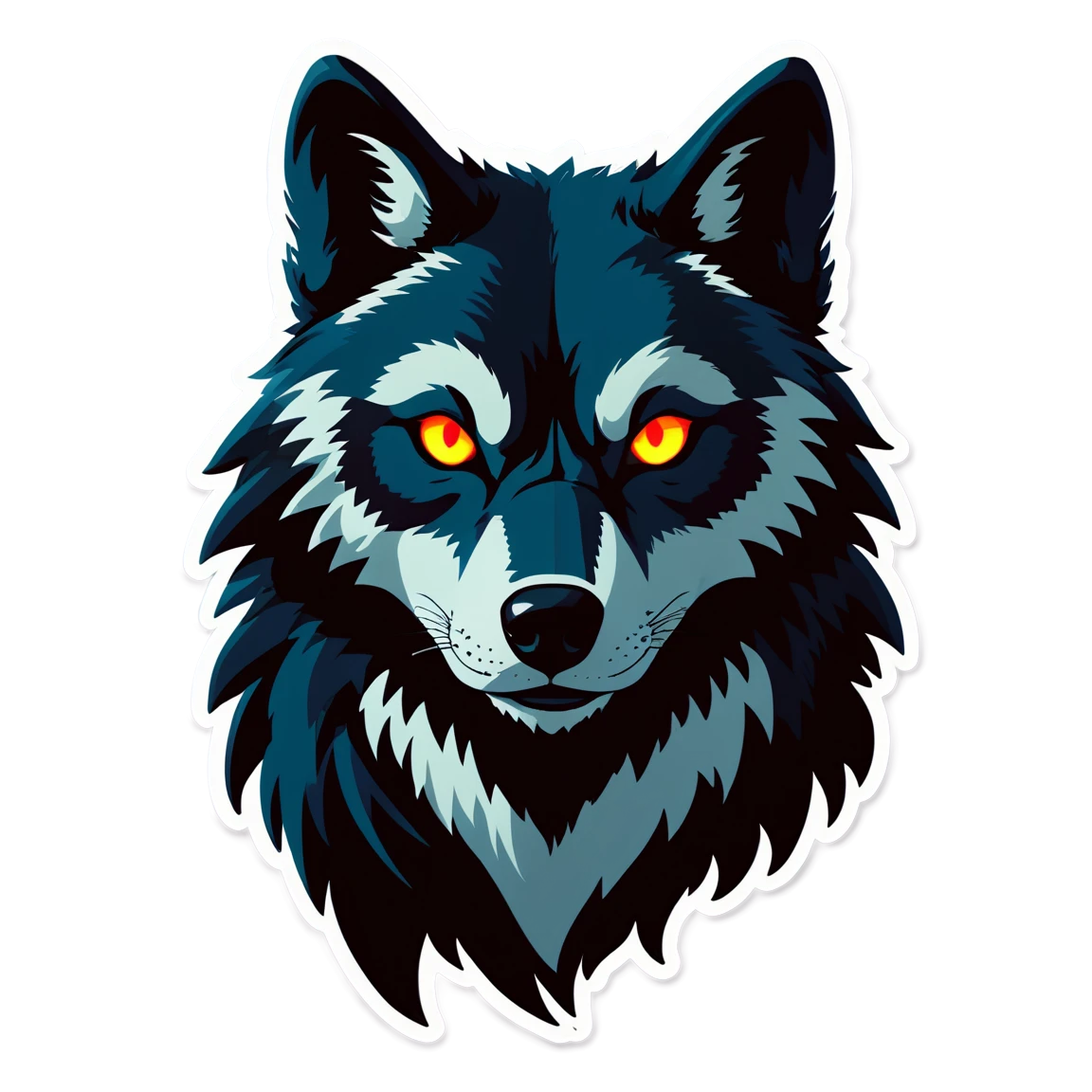 Wolf with glowing eyes, wolf sticker