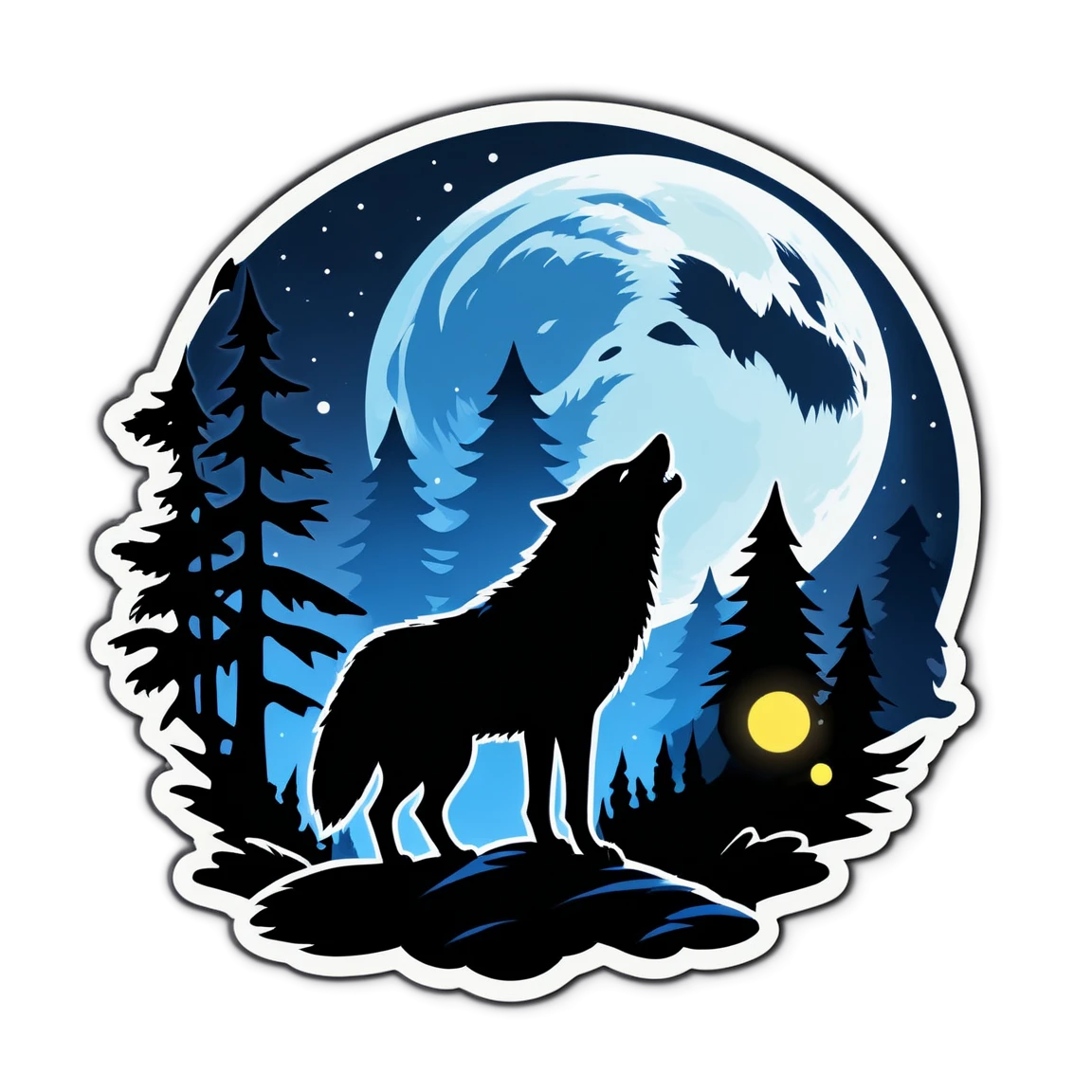 Wolf in the moonlight, wolf sticker