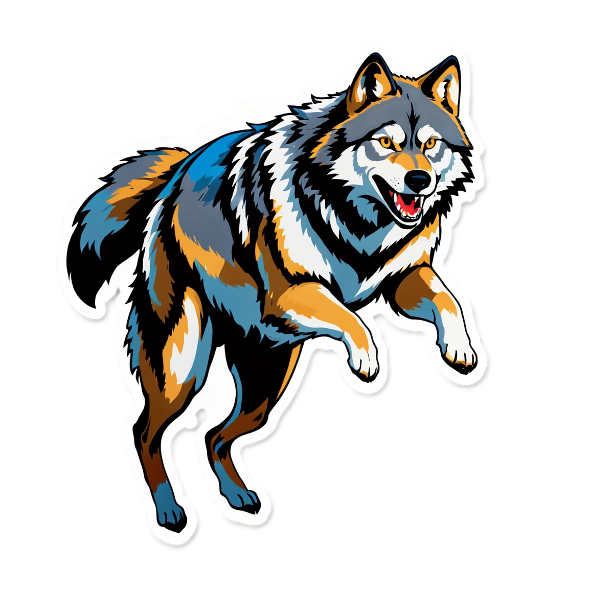 Wolf running, wolf sticker