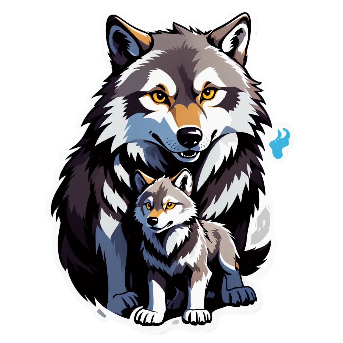 Wolf with a cub, wolf sticker