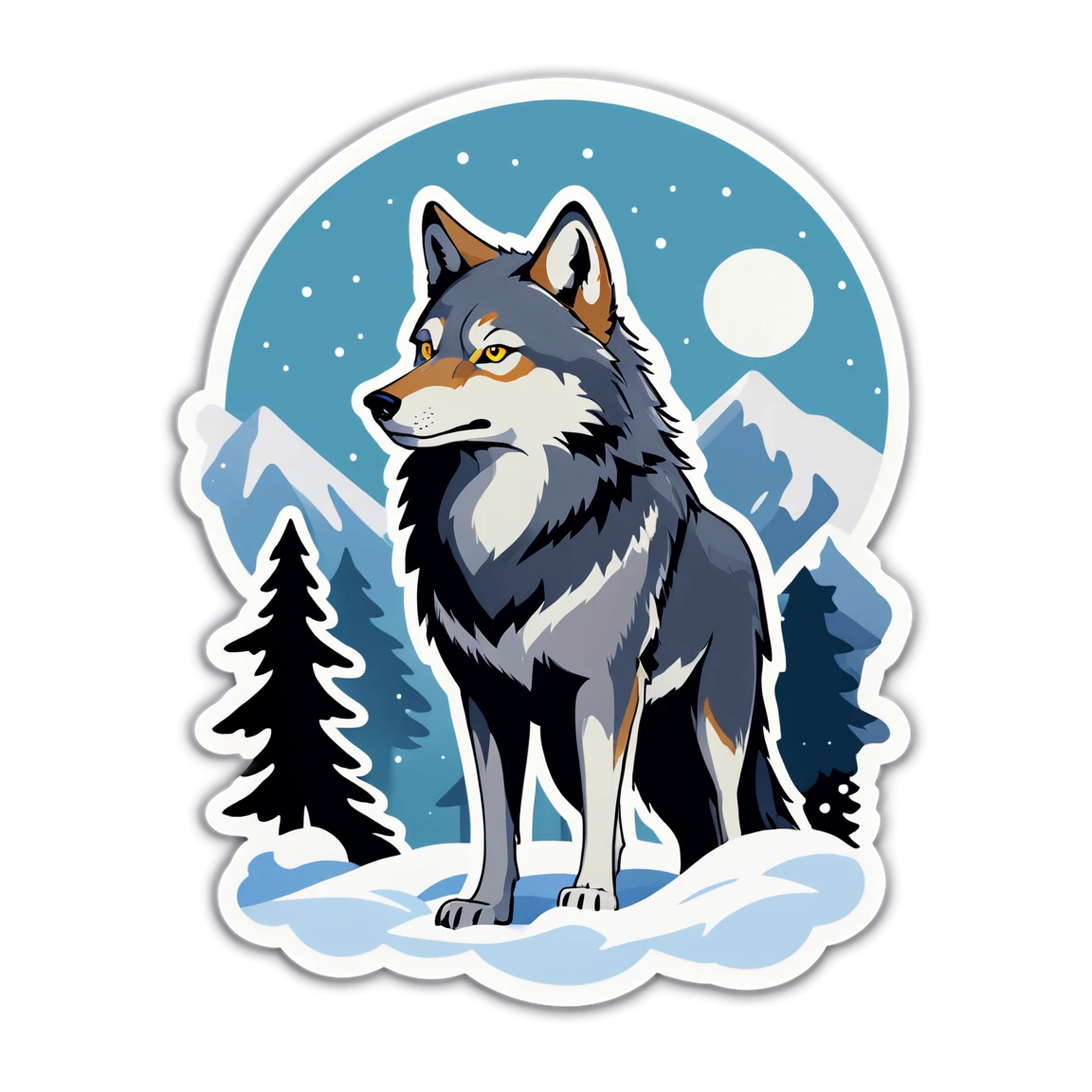 Wolf with snowy background, wolf sticker