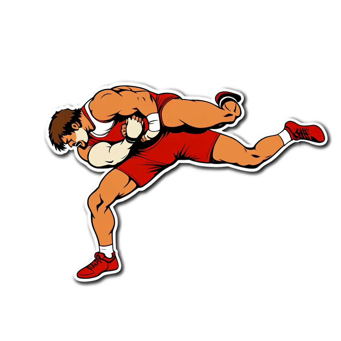 Wrestling in a dramatic pose, wrestling sticker