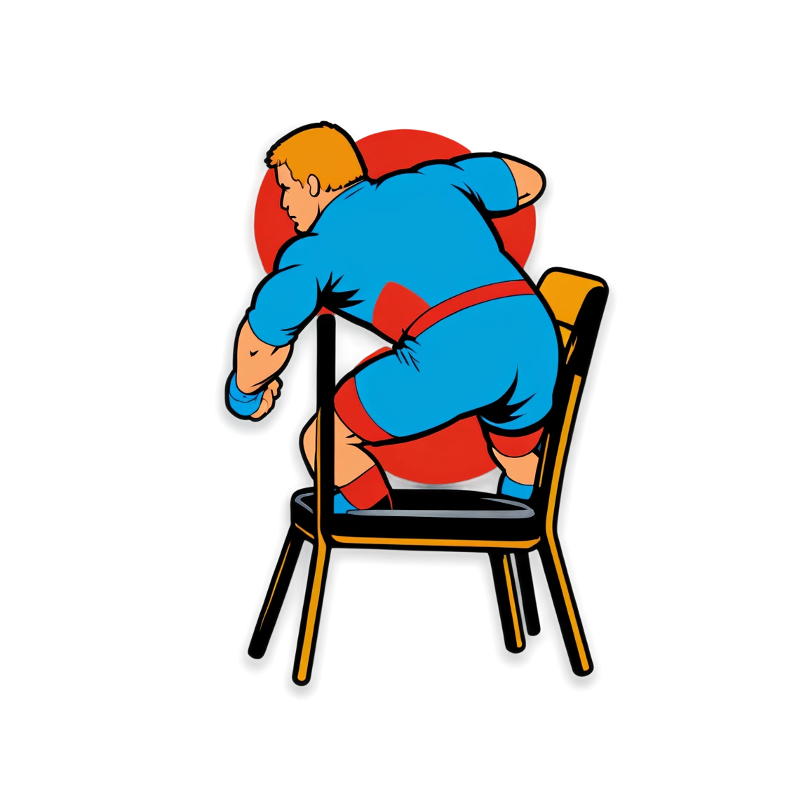 Wrestling throwing a chair, wrestling sticker