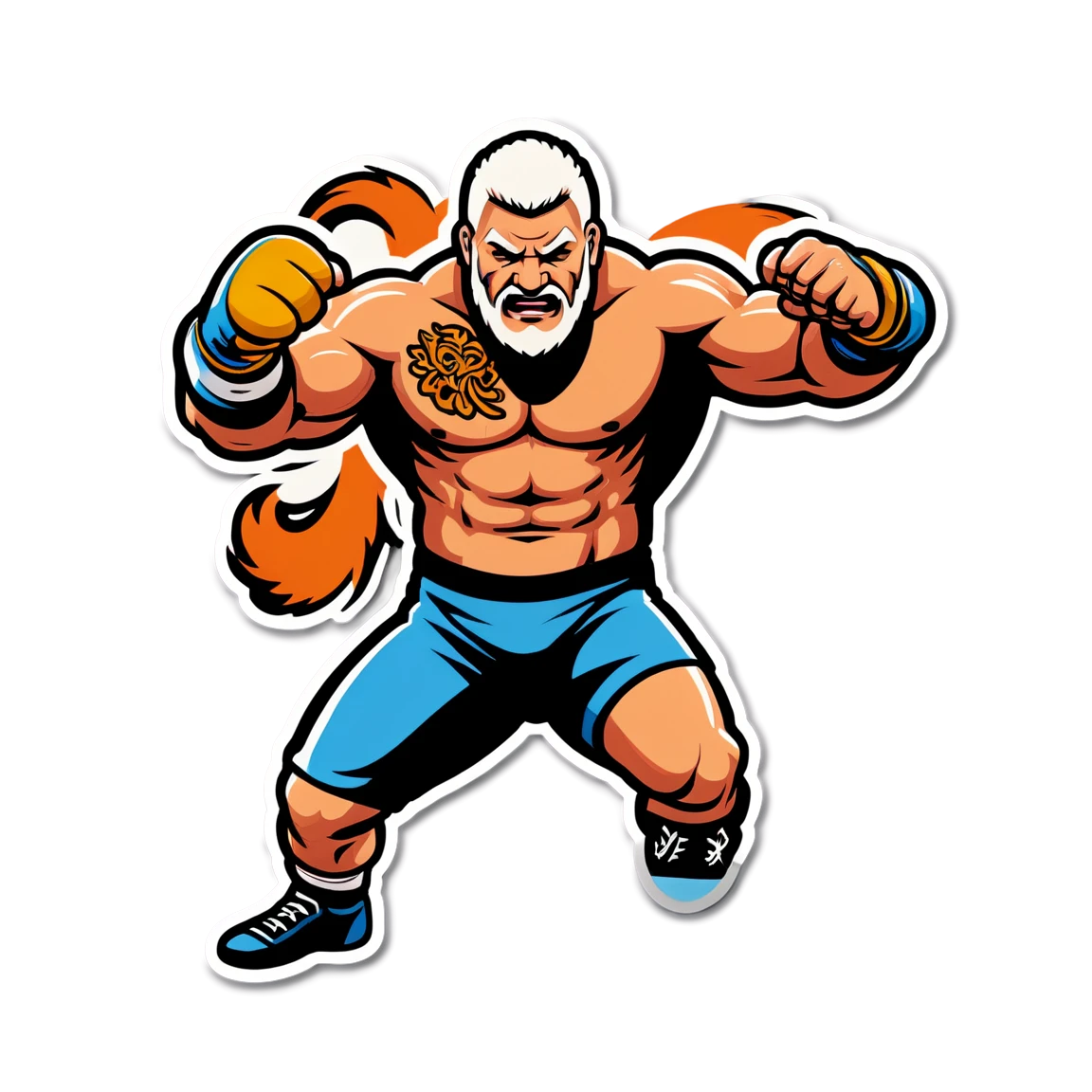 Wrestling with tattoos, wrestling sticker