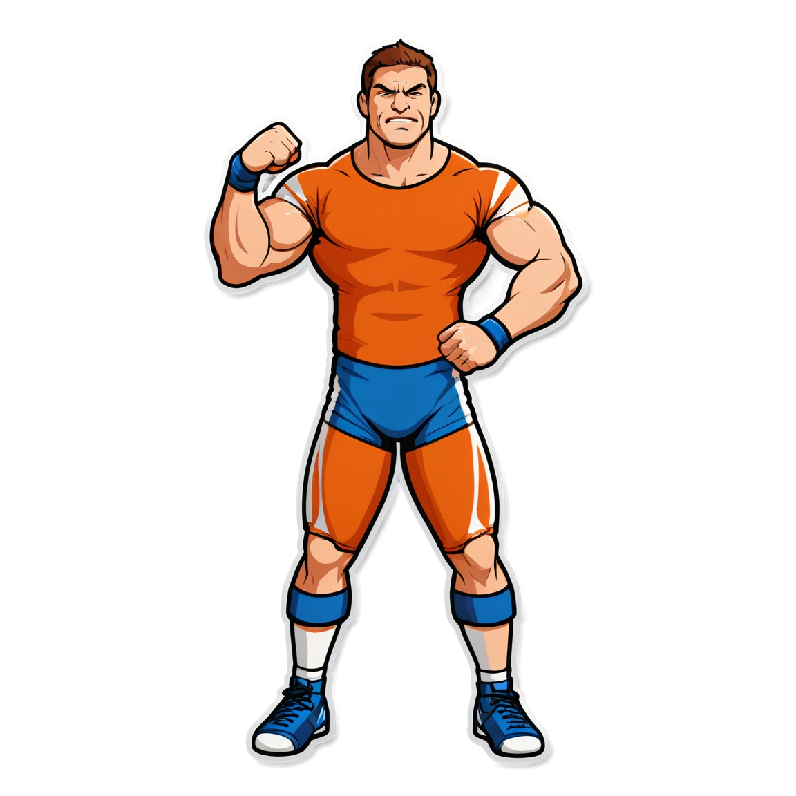 Wrestling posing with muscles, wrestling sticker