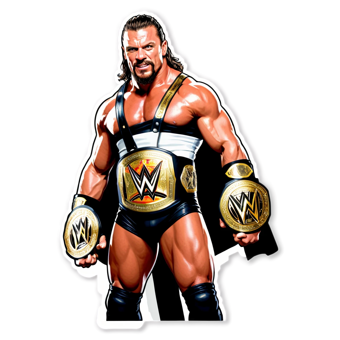 WWE wrestler wearing a championship belt, WWE sticker