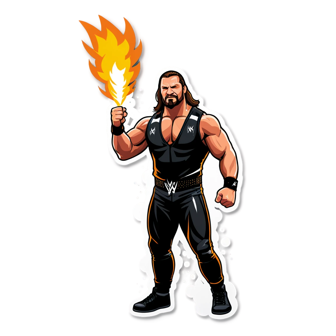 WWE wrestler with pyrotechnics, WWE sticker