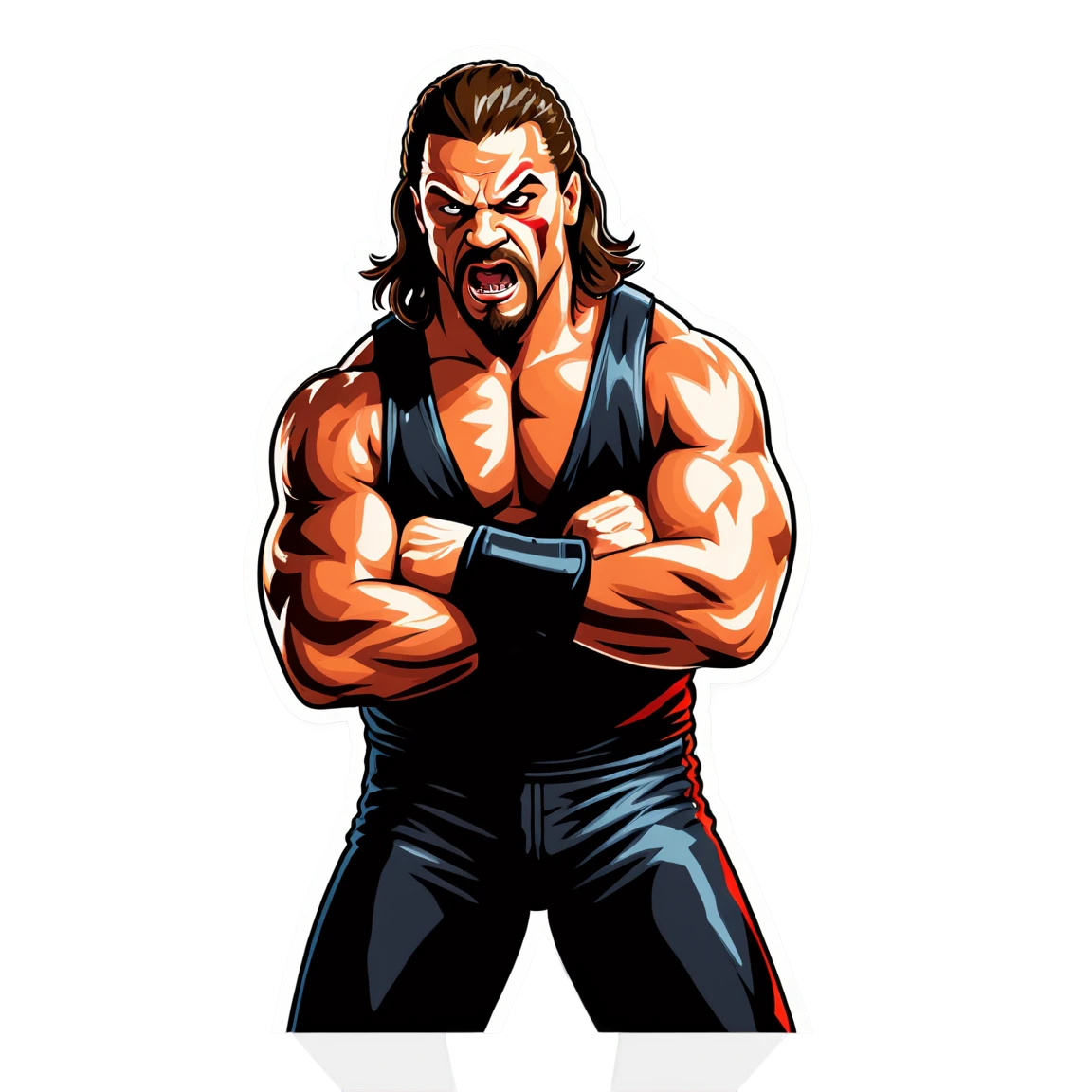 WWE wrestler with an intense expression, WWE sticker