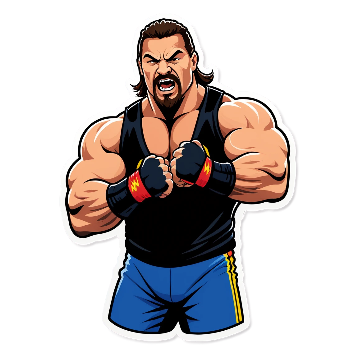 WWE wrestler flexing muscles, WWE sticker