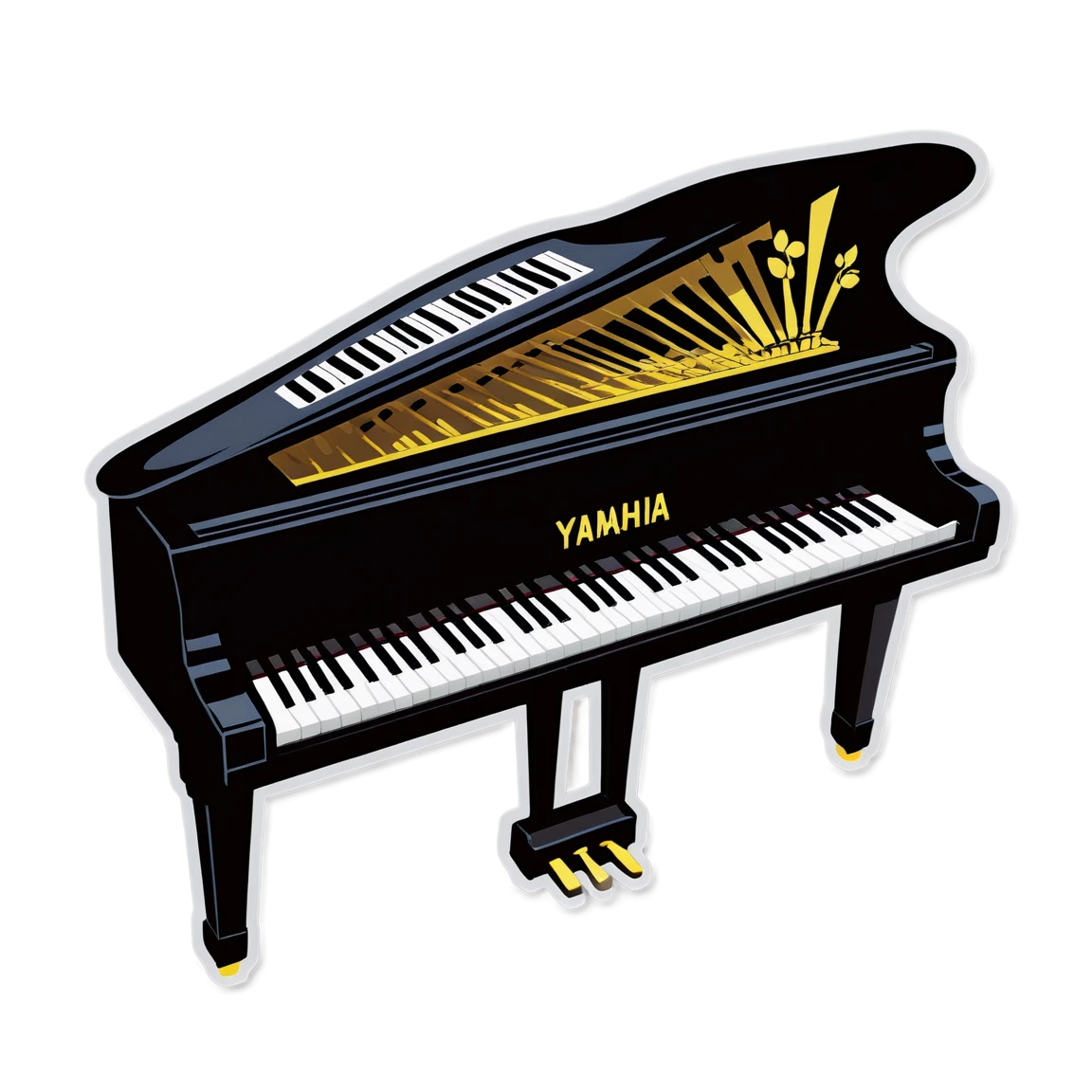 Yamaha with piano, music sticker, Yamaha sticker