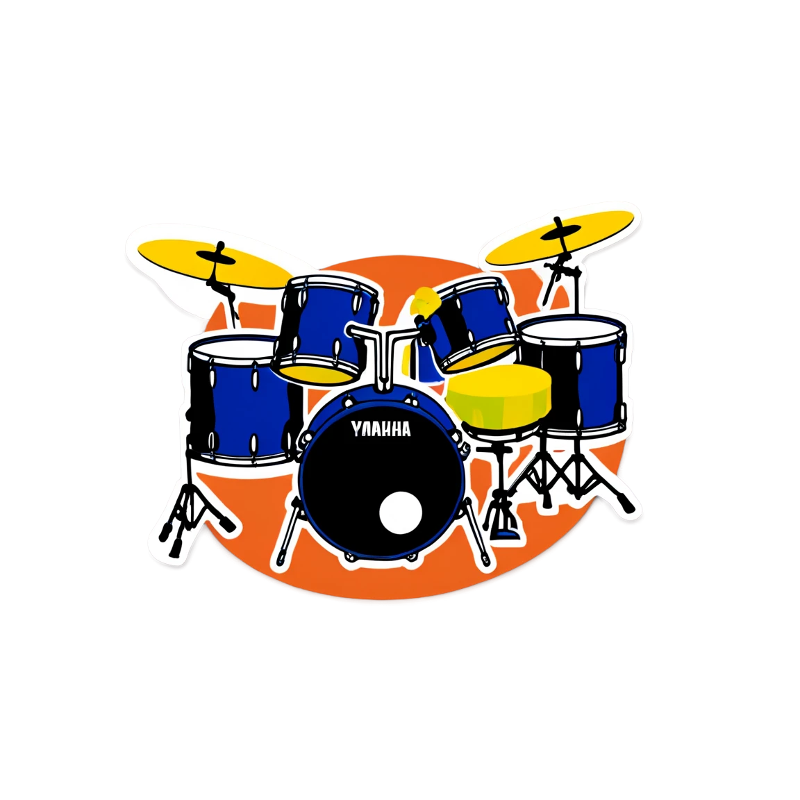 Yamaha with drums, music sticker, Yamaha sticker