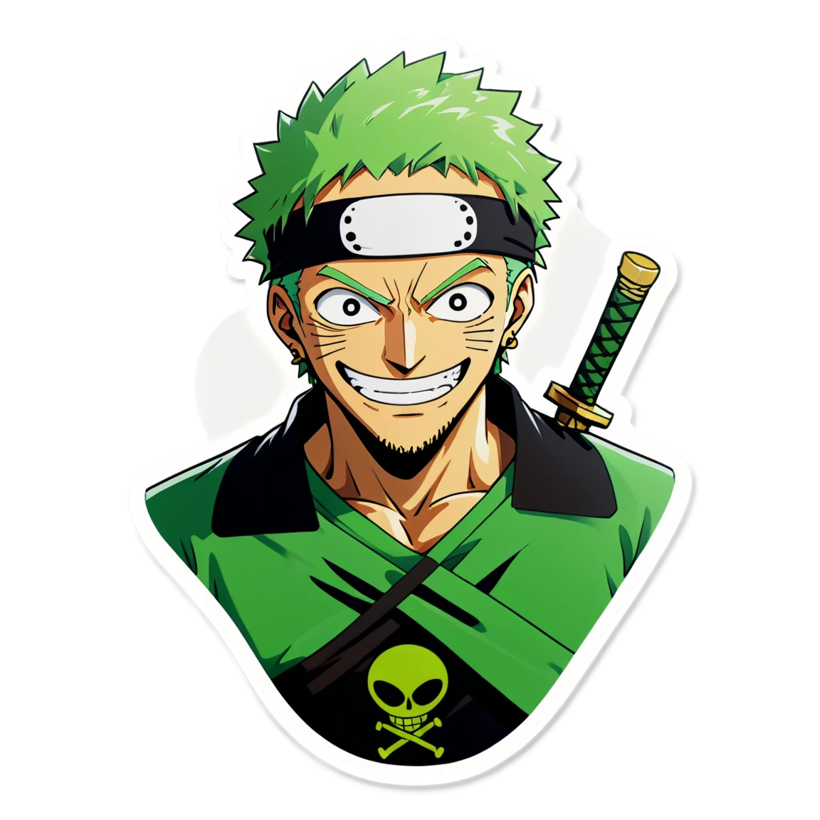 Zoro smiling, Zoro sticker, One Piece sticker