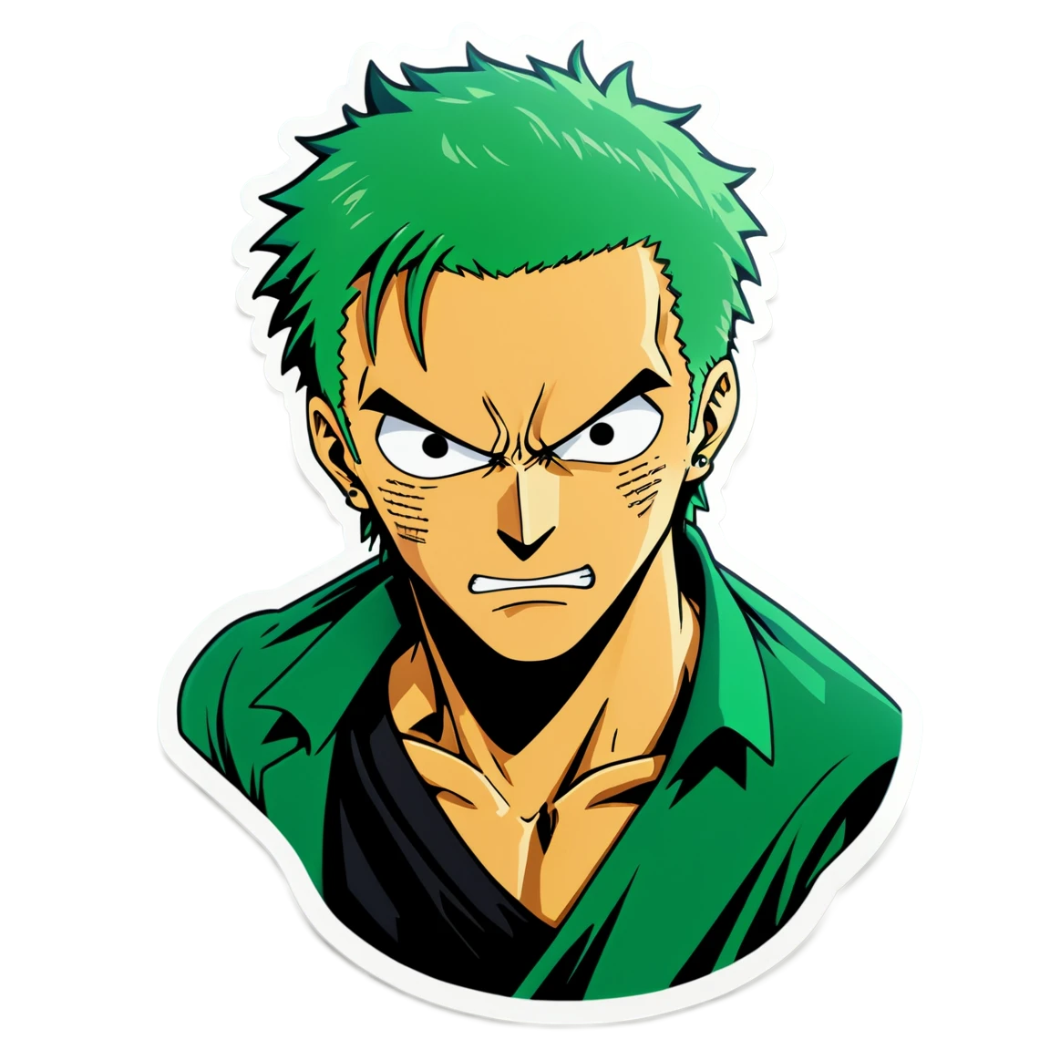 Zoro green hair, Zoro sticker, One Piece sticker