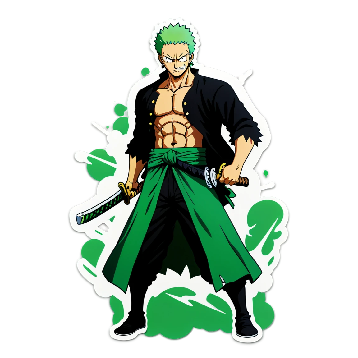 Zoro battling, Zoro sticker, One Piece sticker