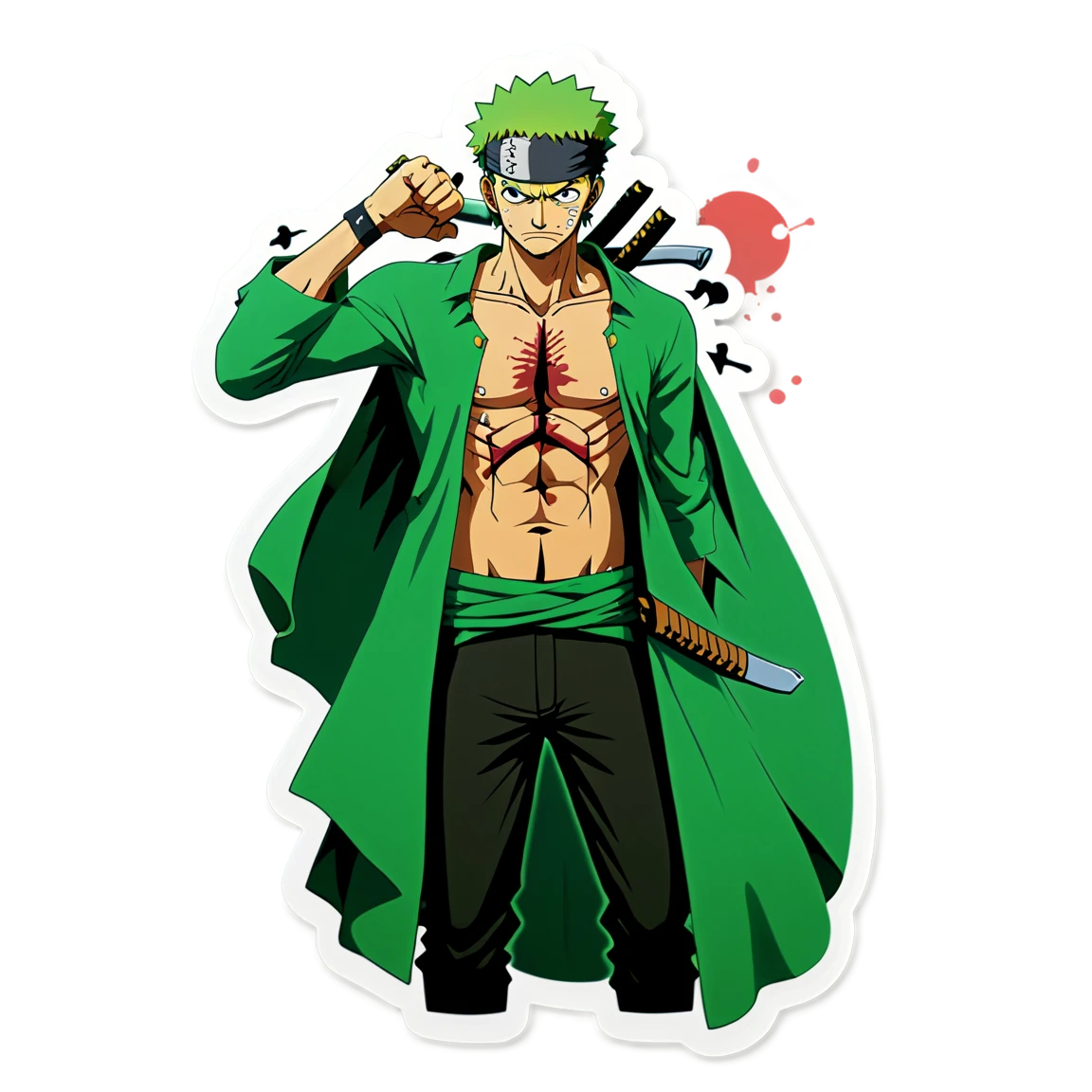 Zoro with wounds, Zoro sticker, One Piece sticker